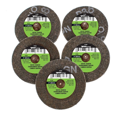 Forney Quick Change Sanding Disc, 36 Grit, 2 in 5-pack of Forney 71743 71601